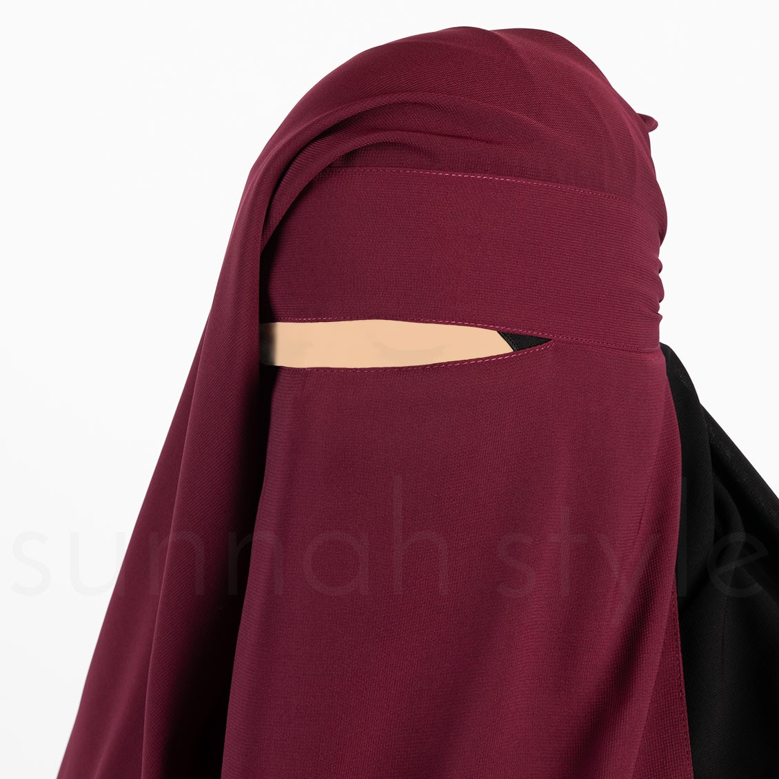 Sunnah Style Long Two Layer Niqab Burgundy